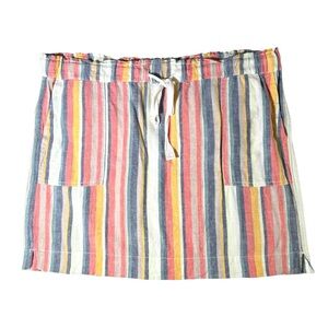 Caslon Multicolor Striped Drawstring Linen Blend Soft Mini Skirt XXL